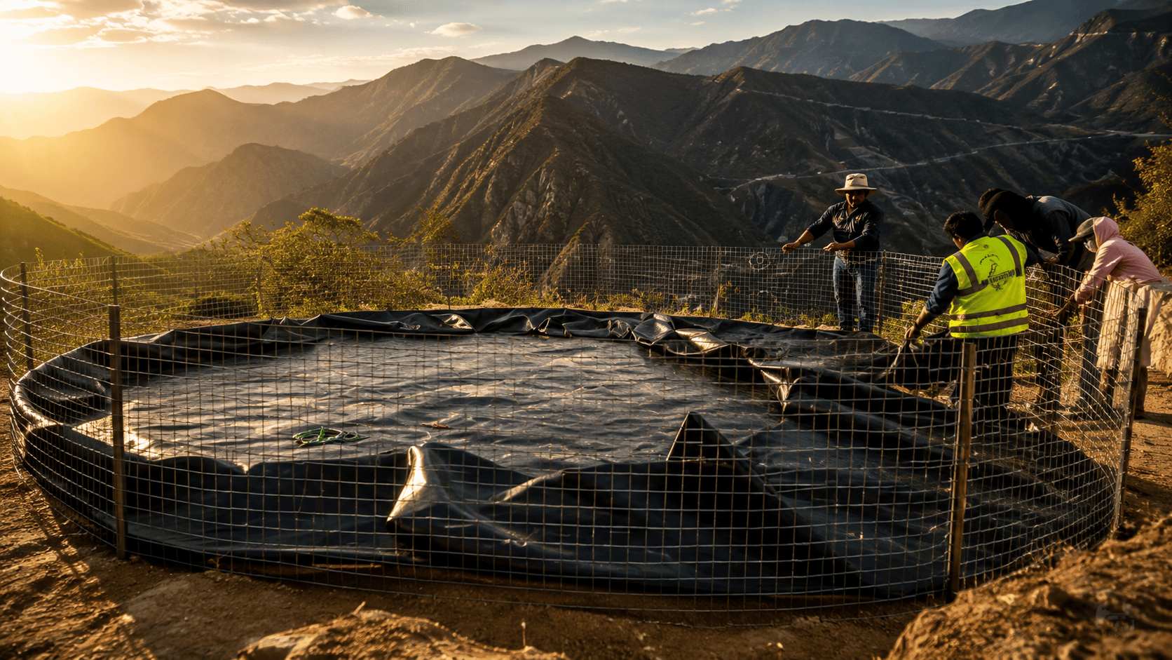 Instalación de geotanque en campo