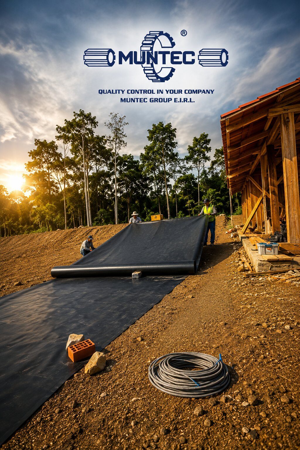 Instalacion de geomembrana HDPE en obra